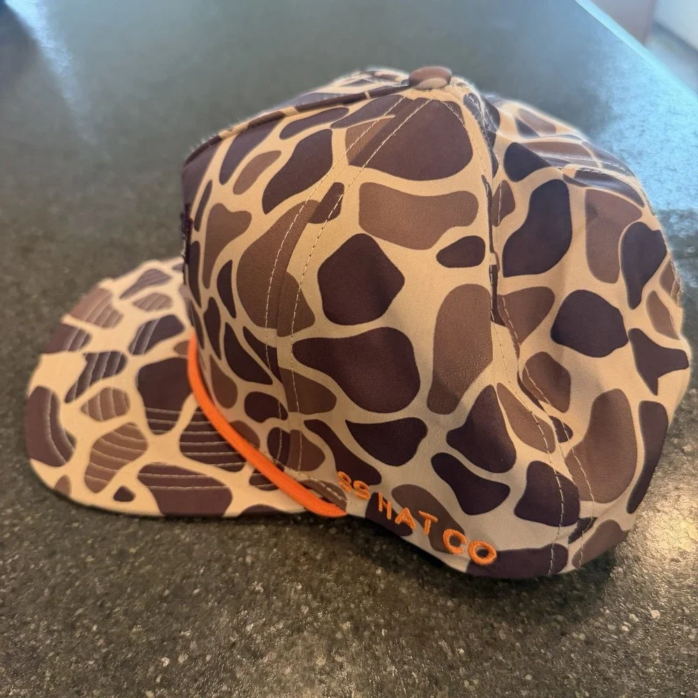 Southern String Hat Co -Camo Buck Hat Camo Orange Trim Embroidered Adjustable
